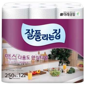 잘풀리는집 맥스 다용도 천연펄프 롤키친타올, 250개입,