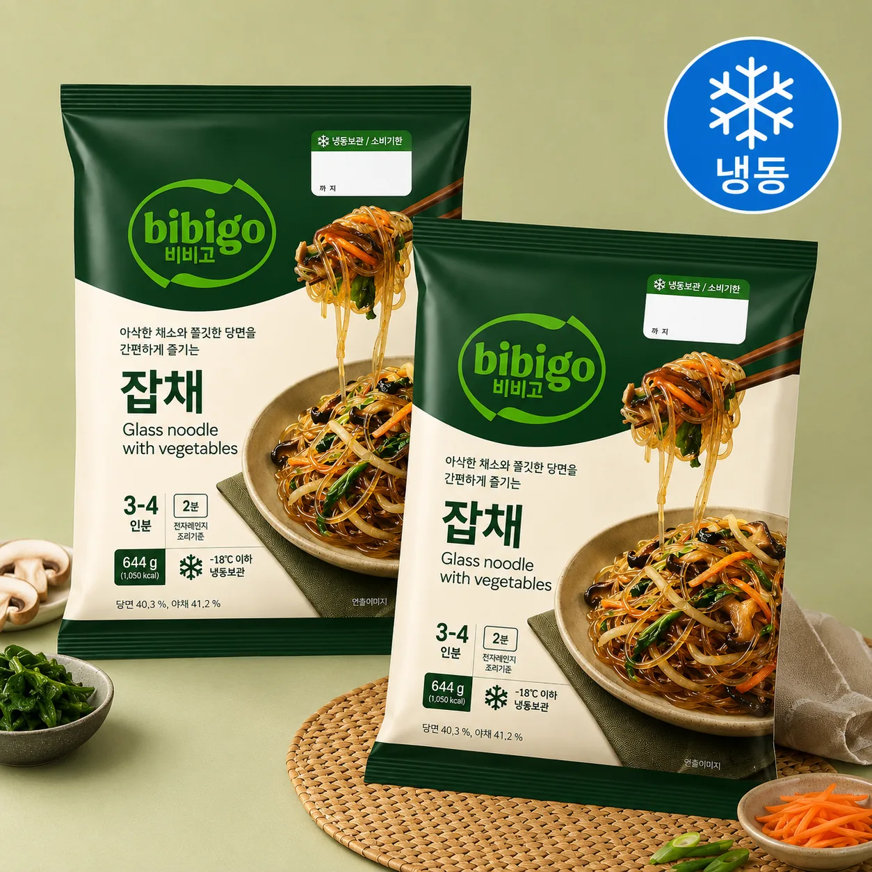 비비고 잡채 3~4인분 (냉동), 644g, 2개